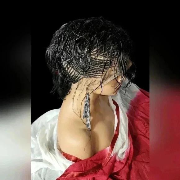 Luxurious Handmade Full Lace  braided Wig: Elegance in  Mohawk,  black  gorgeou - Picture 17 of 17